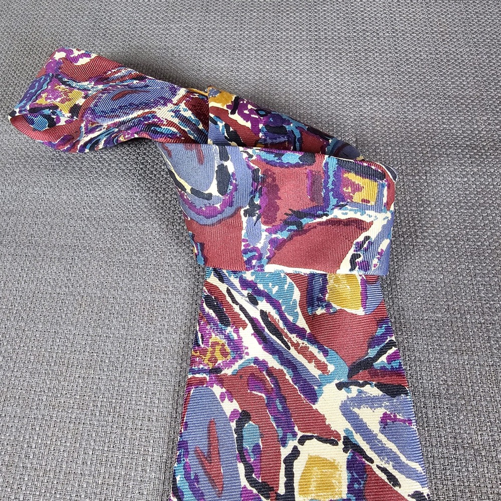 Ty-Button Vincent Pileggi Necktie Abstract Print Silk Men's‎ Fashion